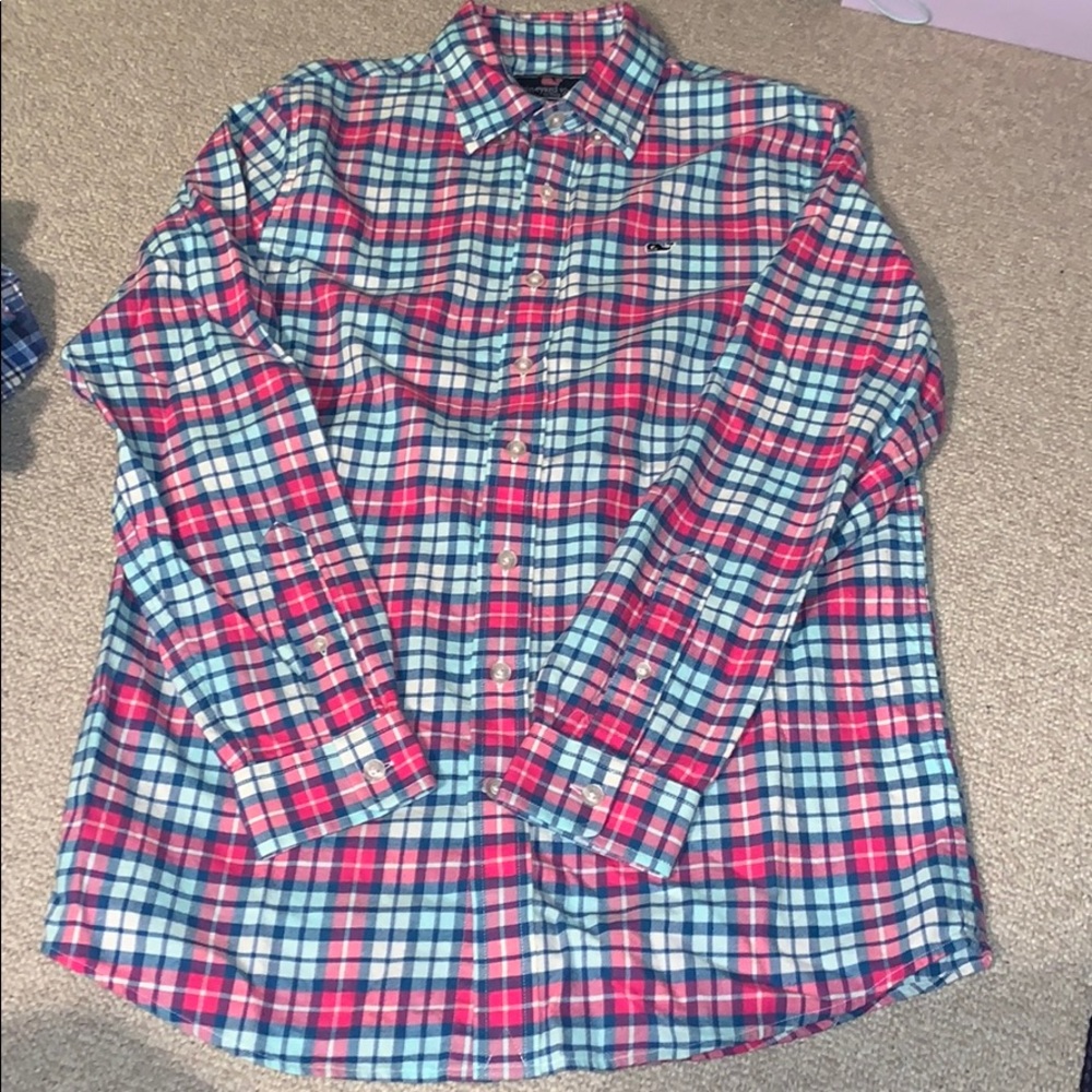 Vineyard Vines Red and Blue Plaid Button Down Shirt